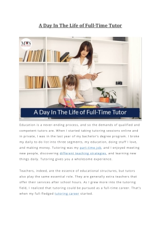 A Day In The Life of Full-Time Tutor