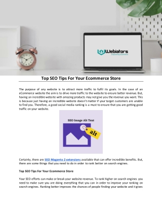 Top SEO Tips For Your Ecommerce Store