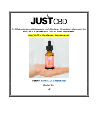 Buy Cbd Oil in Manchester Justcbdstore.uk