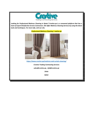 Professional Mattress Cleaning  Crestive.qa