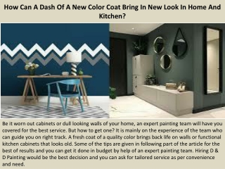 How Can A Dash Of A New Color Coat Bring In New Look In Home And Kitchen?