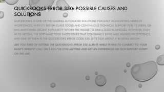 A proper guide to resolve QuickBooks Error 350