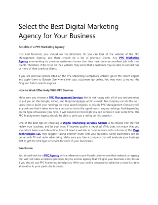 Select the Best Digital Marketing Agency for Your Business