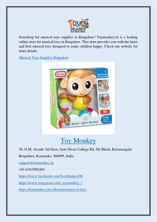 Musical Toys Supplier Bangalore Toymonkey.in