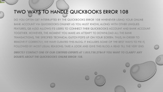 A quick guide to resolve QuickBooks Error 108 easily