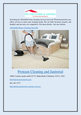 Affordable House Cleaning Near Me Proteamcleans4u.com