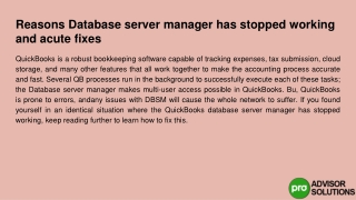 QuickBooks Database Server Manager has stopped working and how to fix it fast