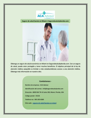 Seguro de salud barato en Miami | Segurodesaludydevida.com