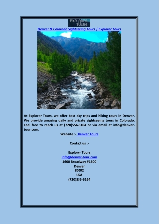 Denver & Colorado Sightseeing Tours  Explorer Tours