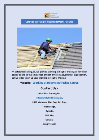 Certified Working at Heights Refresher Course