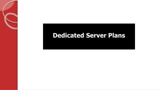 Dedicated Server Plans
