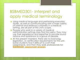 BSBMED301 assessment asnwers