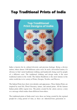 Top Traditional Print Designs of India