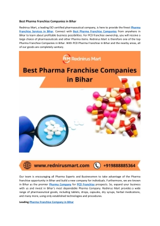 Best Pharma franchise services in Bihar