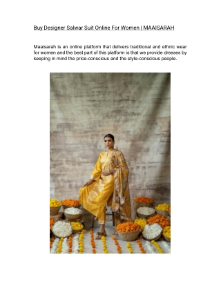 Latest Designer Party Wear Suits For Women  | MAAISARAH