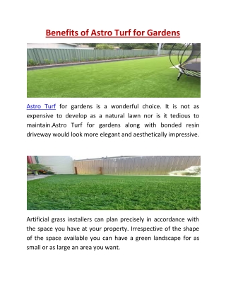 Benefits of Astro Turf for Gardens