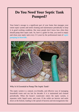 Do You Need Your Septic Tank Pumped?