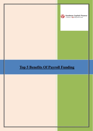Top 5 Benefits Of Payroll Funding
