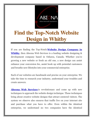 Find the Top-Notch Website Design in Whitby
