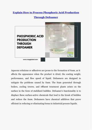 How to Process Phosphoric Acid Production Through Defoamer