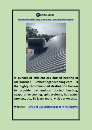 Efficient Gas Ducted Heating In Melbourne  Bmheatingandcooling.com