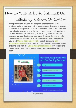 How To Write A Thesis Statement On Effects Of Celebrities On Children
