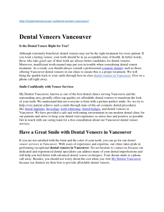 Dental veneers vancouver