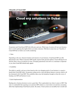 Cloud erp solutions in Dubai