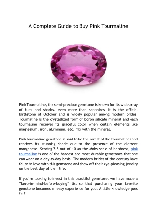 A Complete Guide to Buy Pink Tourmaline