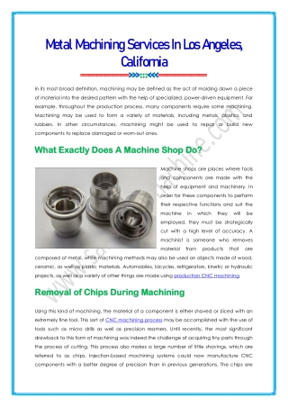 Metal Machining Services In Los Angeles