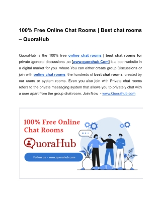 100% Free Online Chat Rooms or Best chat rooms – QuoraHub
