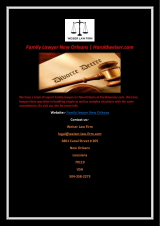 Family Lawyer New Orleans | Haroldweiser.com