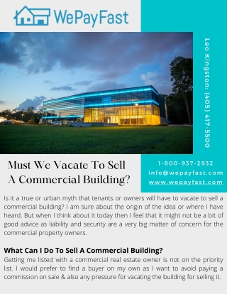 Must We Vacate To Sell A Commercial Building - www.wepayfast.com