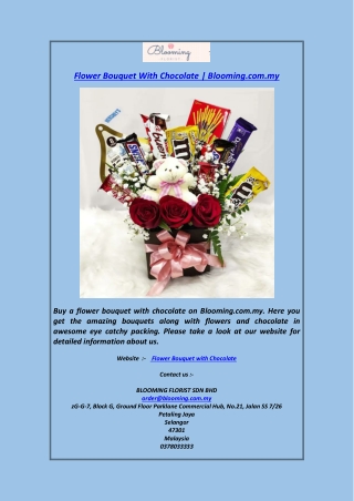 Flower Bouquet With Chocolate  Blooming.com.my