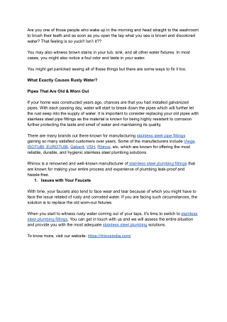 Some Reasons Behind Rusty Water