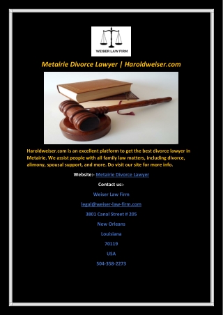 Metairie Divorce Lawyer | Haroldweiser.com