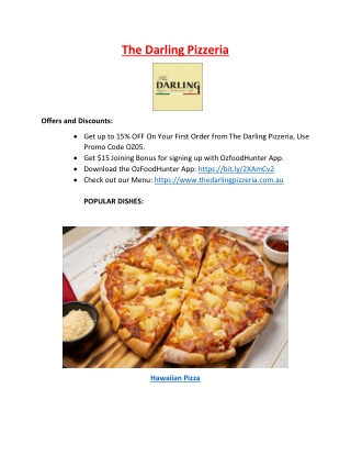 15% Off- The Darling Pizzeria Pyrmont Delivery and Takeaway NSW