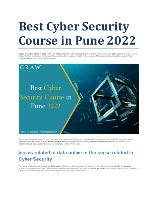 Best Cyber Security Course in Pune 2022
