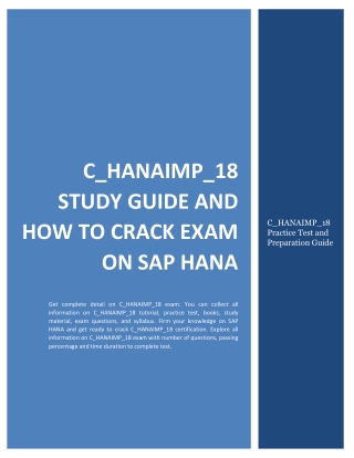 C_HANAIMP_18 Study Guide and How to Crack Exam on SAP HANA