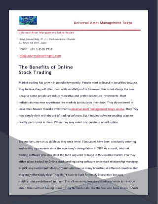 The Benefits of Online Stock Trading