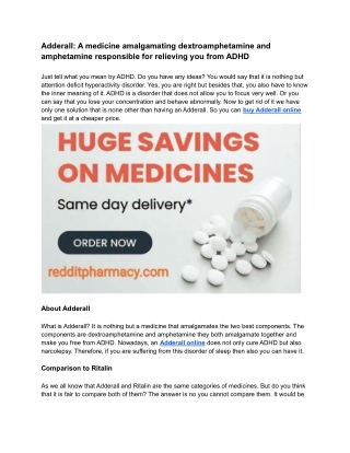 Buy Adderall Online For Reliving ADHD