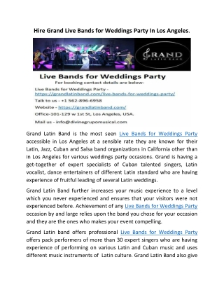 Live Bands for Weddings Party