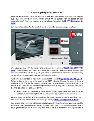Choosing the perfect Smart TV