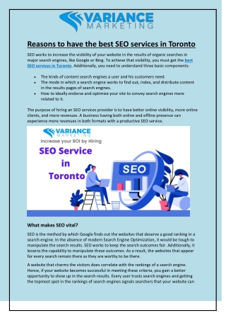 Reasons to have the best SEO services in Toronto