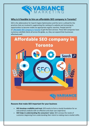 Why is it feasible to hire an affordable SEO company in Toronto?