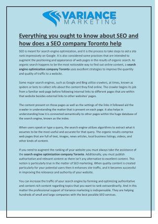 Everything you ought to know about SEO and how does a SEO company Toronto help