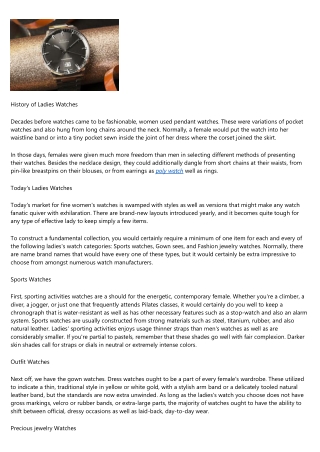 How to Select Ladies' Watches