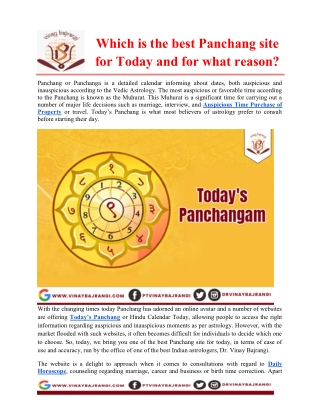Which is the best Panchang site for Today and for what reason
