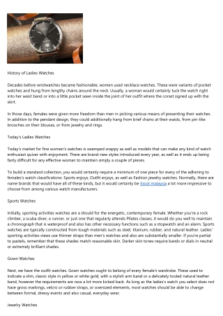 Just How to Select Ladies' Watches