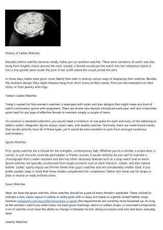 Exactly How to Choose Ladies' Watches
